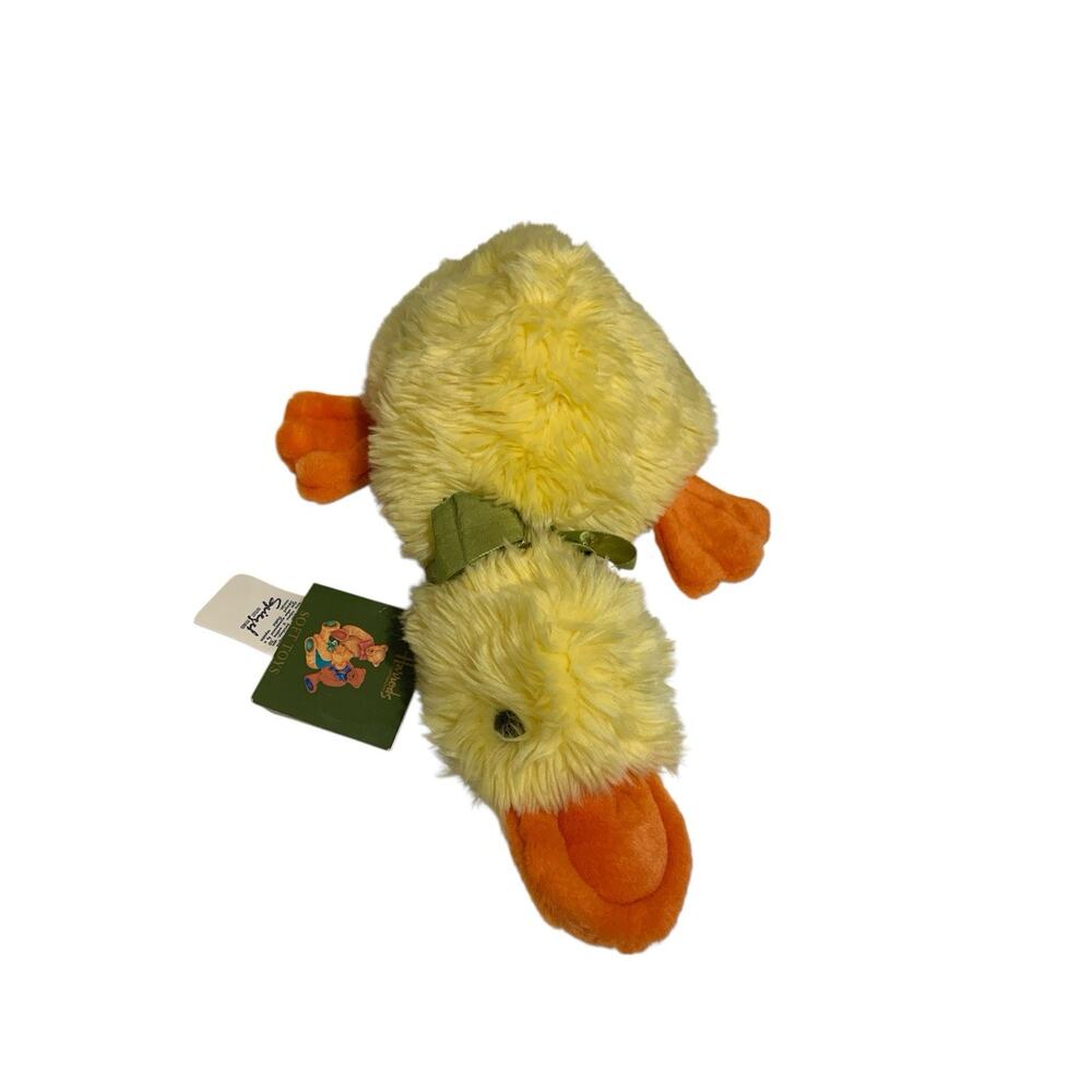Harrod's Platypus Yellow Plush Laying Green Bow Platypus With Tags 14”